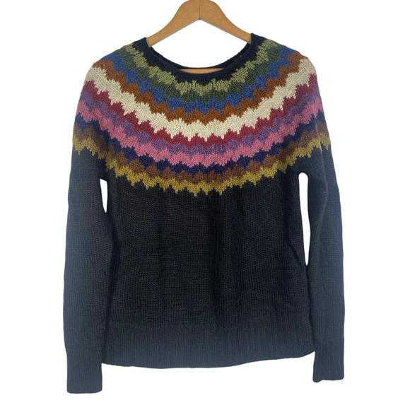 American Eagle Ahhmazingly Soft Sweater Size XS Rainbow Yoke Fair Isle Cabincore - Picture 2 of 10